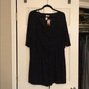 Navy tie waist shorts romper